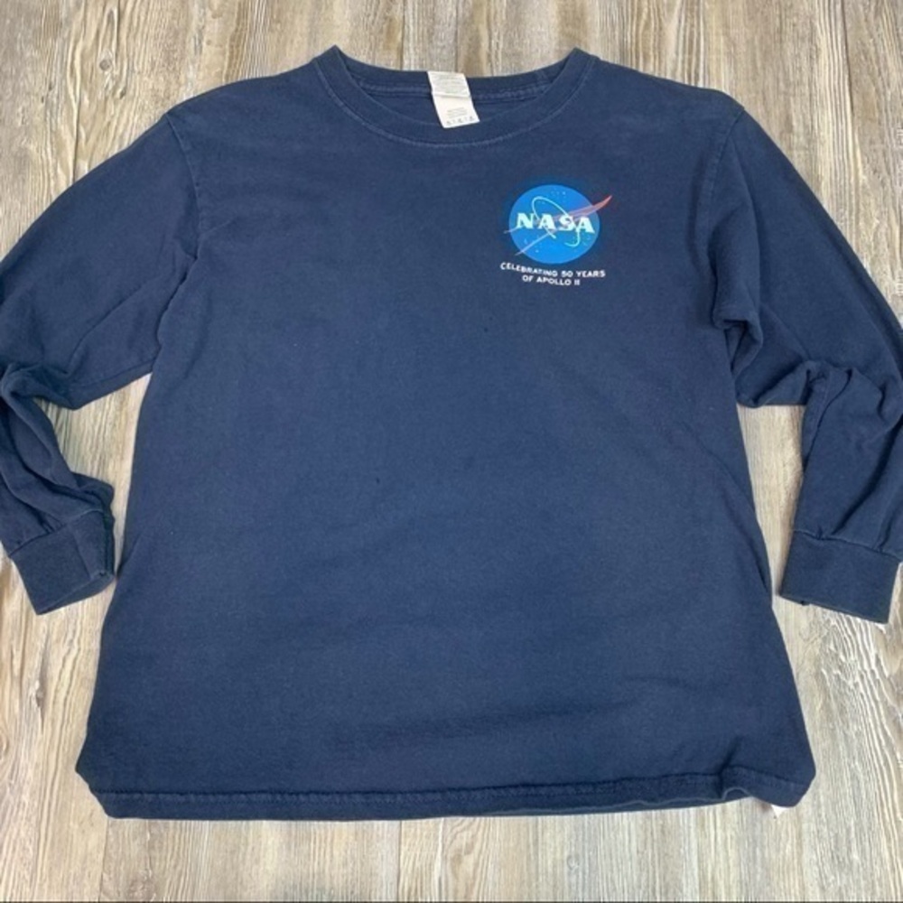 NASA Apollo 50 Year Celebration Navy Long Sleeve Tee Size Medium